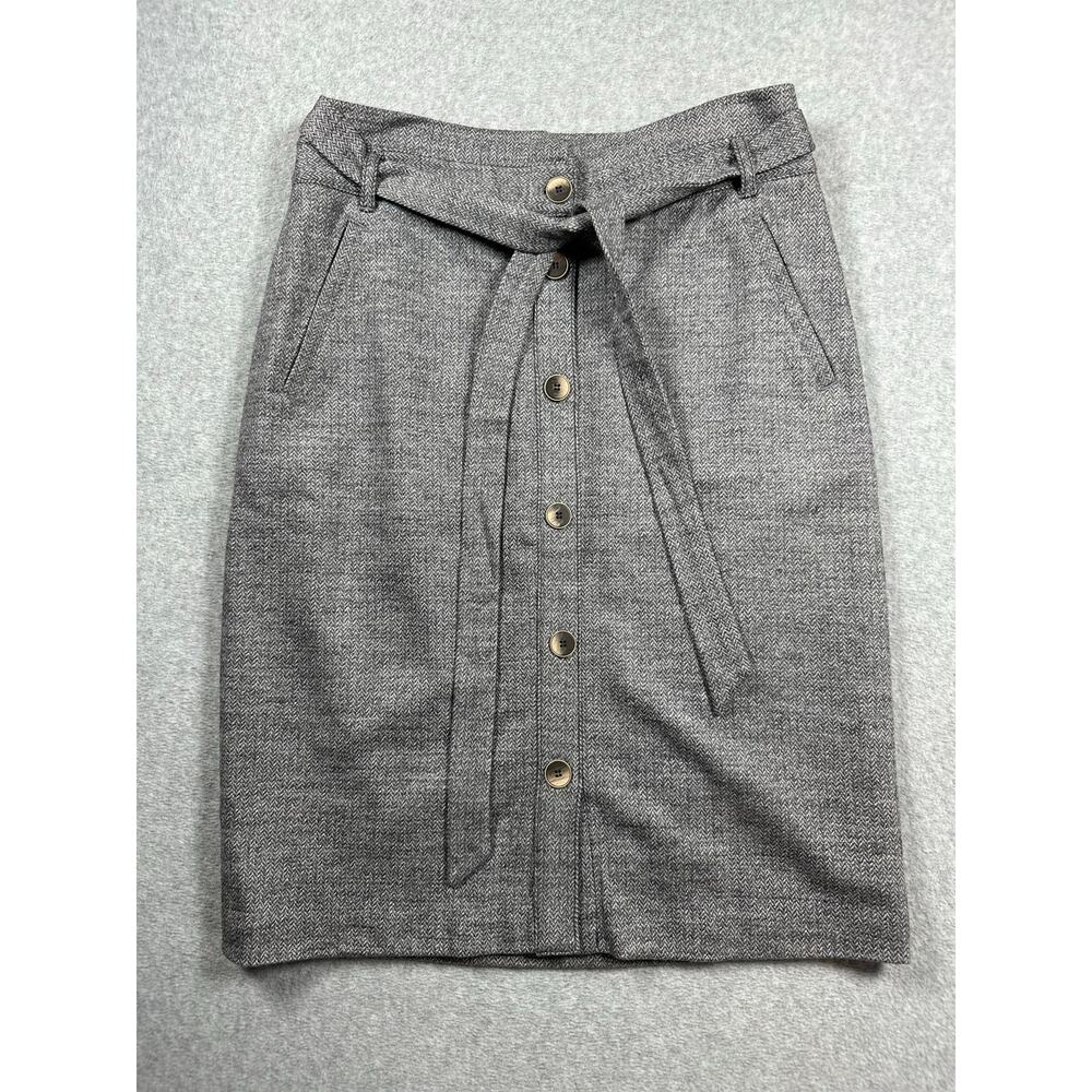 J.McLaughlin Button-Down Pencil Skirt Women's 10 Gray Front Pockets